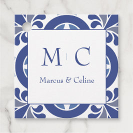 Étiquettes Cadeau Bleu et blanc Côte Mariage méditerranéen