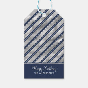 Étiquettes-cadeau Bleu et gris brillant