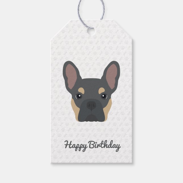 Étiquettes-cadeau Bleu et Tan French Bulldog (Devant)