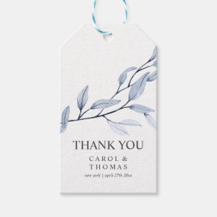 Étiquettes-cadeau Bleu éthérée monogramme merci mariage