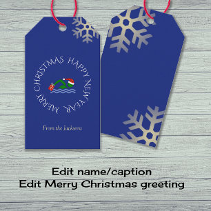 Étiquettes-cadeau Bleu fait sur commande des textes de nageur de