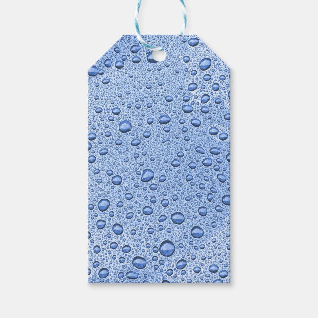 Étiquettes-cadeau Bleu gouttelettes d'eau (Devant)
