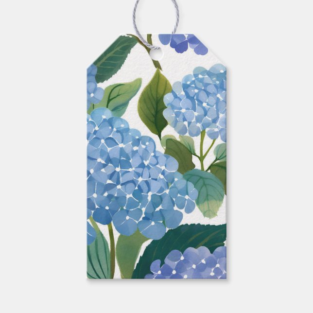 Étiquettes-cadeau Bleu Hydrangée Belle Florale Pétales Fleur (Devant)