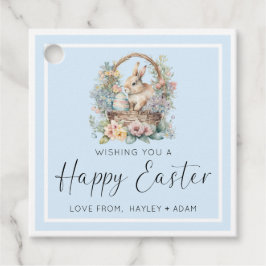 Étiquettes Cadeau Bleu Joyeux lapin de Pâques
