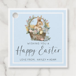 Étiquettes Cadeau Bleu Joyeux lapin de Pâques