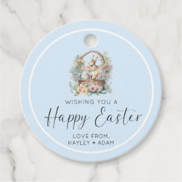 Étiquettes Cadeau Bleu Joyeux lapin de Pâques