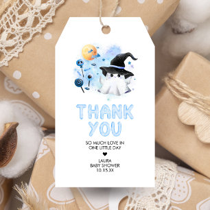 Étiquettes-cadeau Bleu Little Boo Ghost Witch Baby shower Favoriser