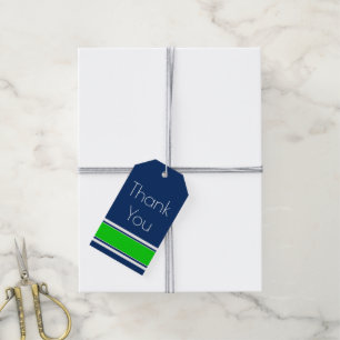 Étiquettes-cadeau Bleu marine et Merci vert d'été personnalisé