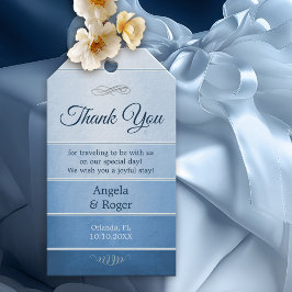 Étiquettes-cadeau Bleu rayé Ton sur Ton Mariage Faveur Merci
