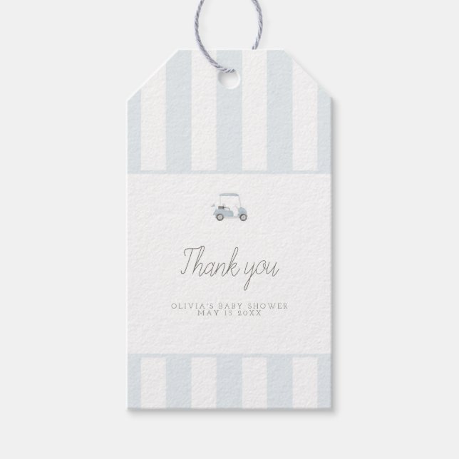 Étiquettes-cadeau Bleu rectangle de voiturette de golf (Devant)