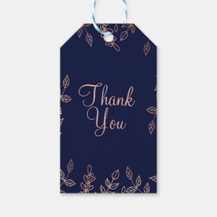 Étiquettes-cadeau Bleu & Rose Gold Glam Botanique Mariage élégant
