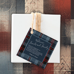 Étiquettes Cadeau bleu rustique écossais mariage écossais