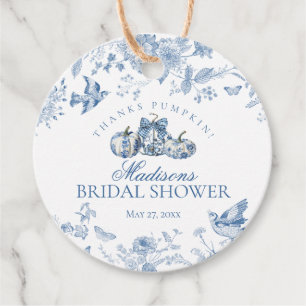 Étiquettes Cadeau Bleu Toile Citrouille Mariage Français Automne