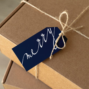 Étiquettes-cadeau Bleu très joyeux photo personnalisée Noël