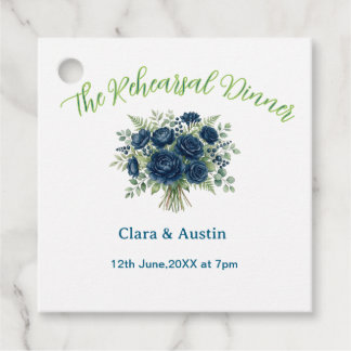 Étiquettes Cadeau bleu vert floral le dîner de répétition modifiable