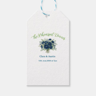 Étiquettes-cadeau bleu vert floral le dîner de répétition modifiable