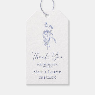 Étiquettes-cadeau Bleu victorien Floral Mariage Tags cadeaux