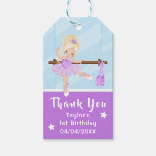 Étiquettes-cadeau Blonde cheveux Ballerina violet Anniversaire Merci