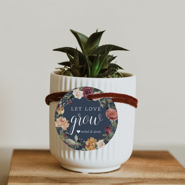 Étiquettes Cadeau Bloom rustique | "Laisser l'amour grandir" Plante  (Créateur téléchargé)