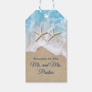 Étiquettes-cadeau Blue Beach Waves & Starfish