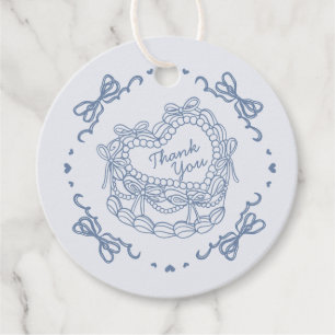 Étiquettes Cadeau Blue Bow Retro Coquette gâteau Coquette Anniversai