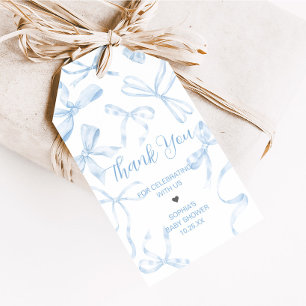 Étiquettes-cadeau Blue Bow Sweet 16th Birthday Party Favor Tags