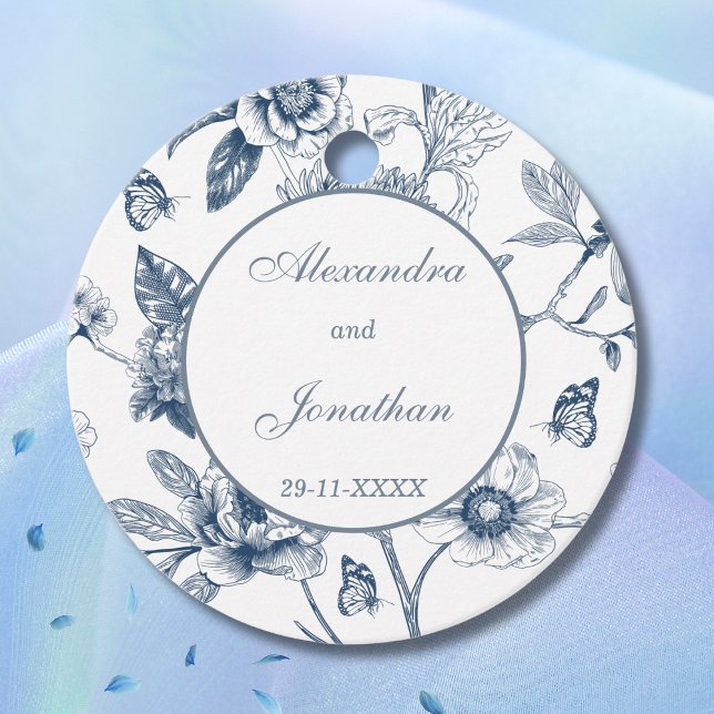 Étiquettes Cadeau Blue Chinoiserie Christian Wedding Thank You (Créateur téléchargé)