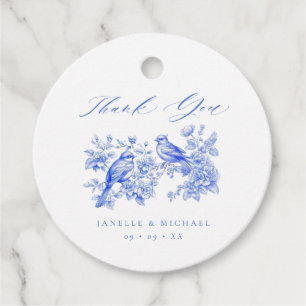 Étiquettes Cadeau Blue Chinoiserie Inséparables Vintages Mariage