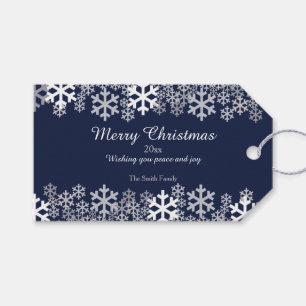 Étiquettes-cadeau Blue Christmas Snowflakes Motifs salutations