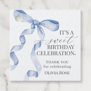 Étiquettes Cadeau Blue Coquette Bow Girl Birthday Party