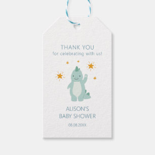 Étiquettes-cadeau Blue Dinosaur Twinkle Stars Baby Boy