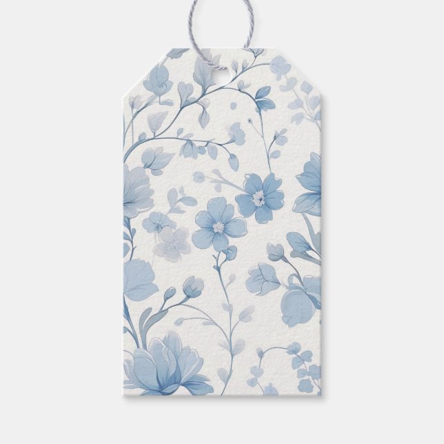 Étiquettes-cadeau Blue Floral Elegant Whimsical Garden Party (Devant)