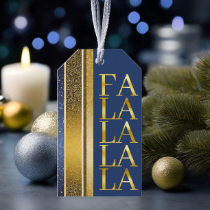 Étiquettes-cadeau Blue Gold Fa Noël La La Motif#27 ID1009