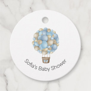 Étiquettes Cadeau Blue Hot Air Balloon Boy Baby shower