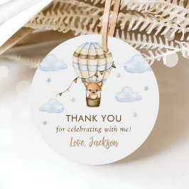 Étiquettes Cadeau Blue Hot Air Balloy Boy 1er anniversaire