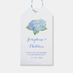 Étiquettes-cadeau Blue Hydrangea Aquarelle Mariage Faveur
