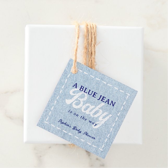 Étiquettes Cadeau Blue Jean Baby Boy Baby Shower (En situation)