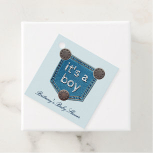 Étiquettes Cadeau Blue Jean Denim C'est un Baby shower garçon
