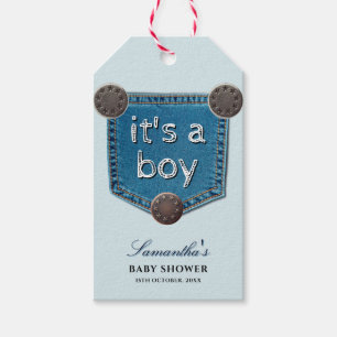 Étiquettes-cadeau Blue Jean Denim C'est un Baby shower garçon