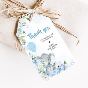 Étiquettes-cadeau Blue Little Peanut Elephant Baby shower Favoriser 