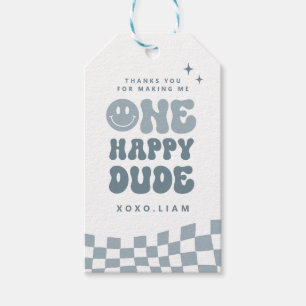 Étiquettes-cadeau Blue ONE Happy Dude Birthday Décroché de préférenc