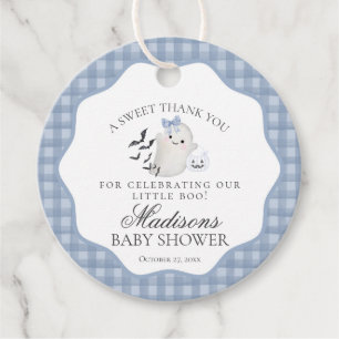 Étiquettes Cadeau Blue Pastel Little Boo Ghost Baby shower Circle