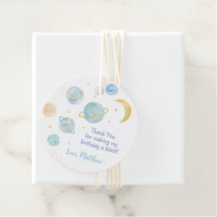 Étiquettes Cadeau Blue Pastel Two The Moon Space Anniversaire