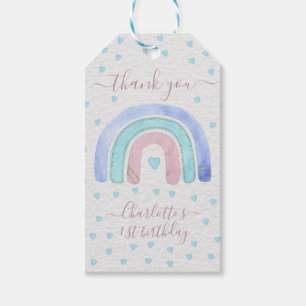 Étiquettes-cadeau Blue Purple Pastel Arc-en-ciel Premier anniversair