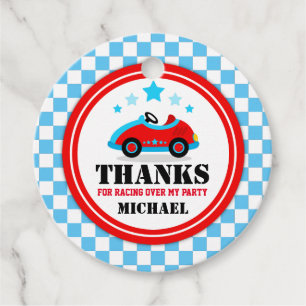 Étiquettes Cadeau Blue Race Car Anniversaire Baby shower
