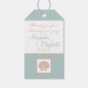 Étiquettes-cadeau Blue Seashell Beach Mariage Invité Favoriser
