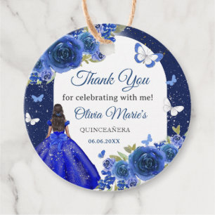 Étiquettes Cadeau Blue Silver Rose Quinceanera Anniversaire Favorise