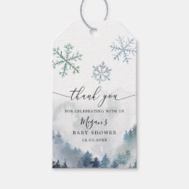 Étiquettes-cadeau Blue Snowflakes Winter Wonderland Baby shower