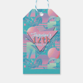 Étiquettes-cadeau Blue Summer Vaporwave Sunset Birthday