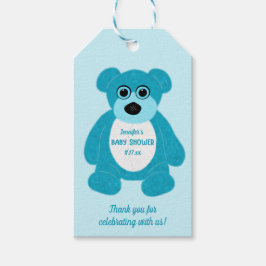 Étiquettes-cadeau Blue Teddy Bear Baby shower personnalisé